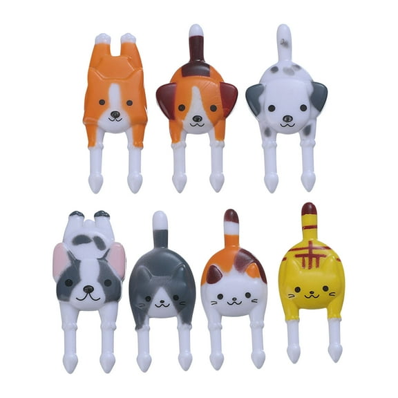 Lilixerw Animals Food Fruit Picks Fork,Lunch Box Decorative,Cute Mini Cartoon Food Toothpick Cake Dessert Forks
