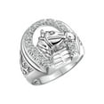 thumbnail image 3 of RYLOS 14K White Gold Men's Ring, designer Lucky Horseshoe Design with Diamonds Size 6, 3 of 7