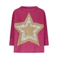 thumbnail image 5 of Summer Tops Viikei Women's Long Sleeve Tops,Plus Size Womens Hoodies Pullover,Solid Color Patchwork Star Women's Top Hot Pink L, 5 of 9