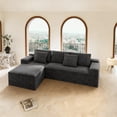 thumbnail image 5 of Aukfa 104" Modular Cloud Sectional Sofa with Left-Facing Chaise, Plush Corduroy Upholstered Deep Seat Couch, No Assembly Required for Living Room/Bedroom/Apartment, Dark Gray, 5 of 8