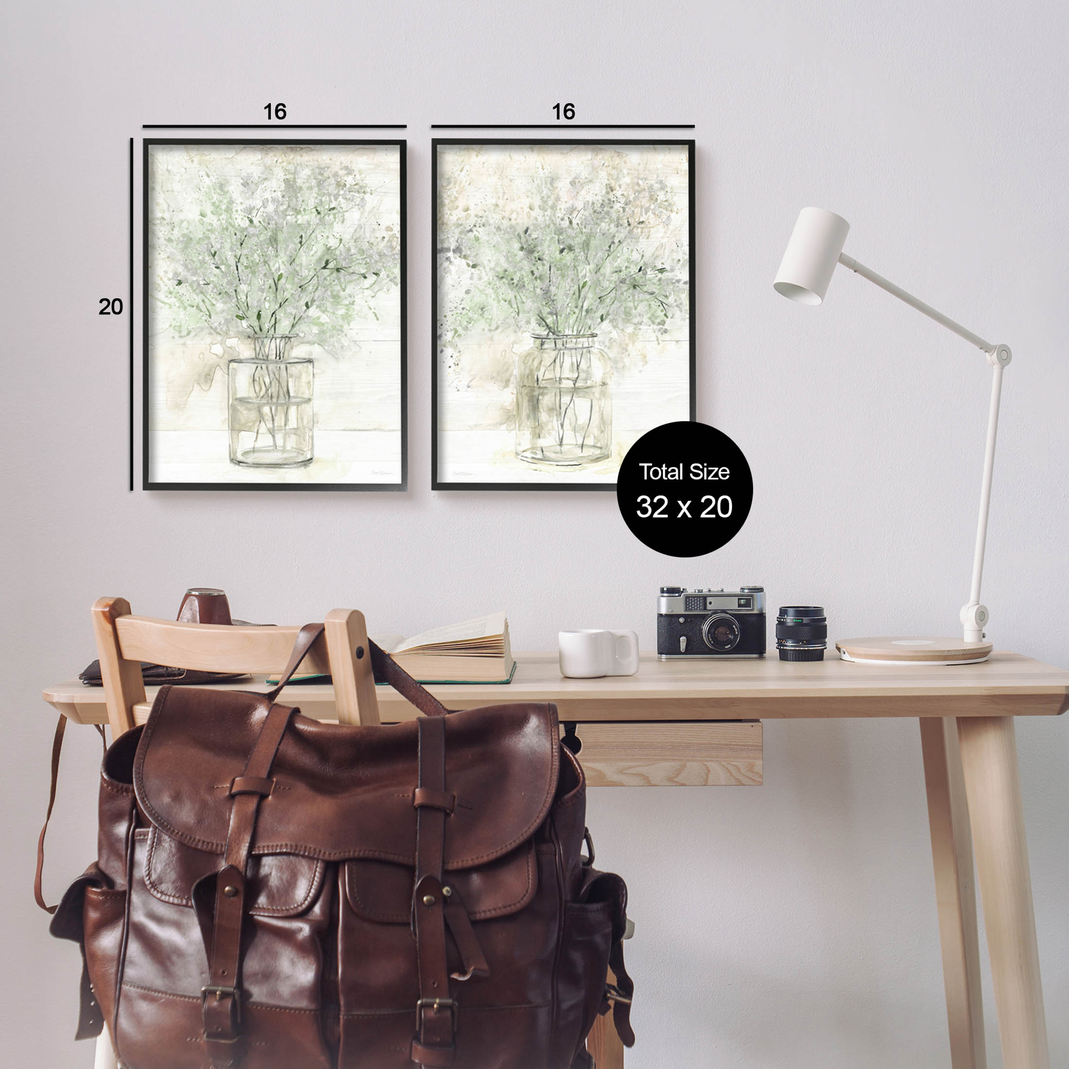 Country Florals Delicate Blooming Bouquet Botanical & Floral Graphic Art Black Framed Art Print Wall Art, Set of 2