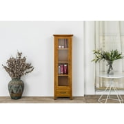Elegant Home Fashions Logan, Bathroom Storage Linen Cabinet with Glass Door, Natural
