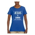 thumbnail image 2 of Wild Bobby Jesus Is Coming Are You Ready? Inspirational/Christian Women Graphic Tee, Royal, 3X-Large, 2 of 5