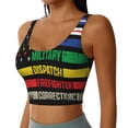 thumbnail image 2 of Fotbe Thin Green Line With USA Flag Pattern Womens' Sports Bra Longline Wirefree Padded with Medium Support Sports Moisture-Wicking Workou Vest,Tank Top-Large, 2 of 8