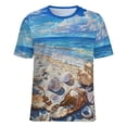 thumbnail image 5 of Beach Seashell Starfish Women's Short Sleeve T-Shirt Crew Neck Casual Summer Trendy Loose Fit Tops, 5 of 6
