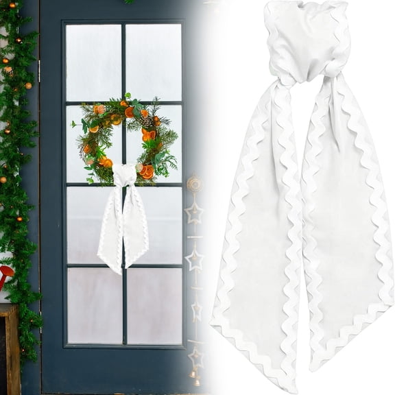 Wall Hangs Wreath Sash For Front Door Cotton Wreath Satin Sash Garland Ribbon Accessories WreathSash For Front Door Holiday For Wreaths Yard Doorway Indoor Outdoor Bow Bridal Shower H