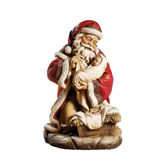 Santa with Baby Jesus 16 inch Christmas Sculpture Figurine Decoration