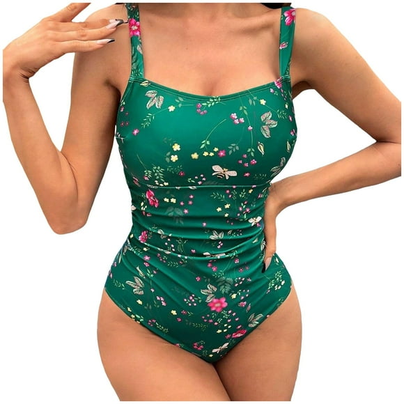 Gubotare Maillots de Bain une Pièce pour Femmes, Contrôle du Ventre, Maillots de Bain Grande Taille, Vert m