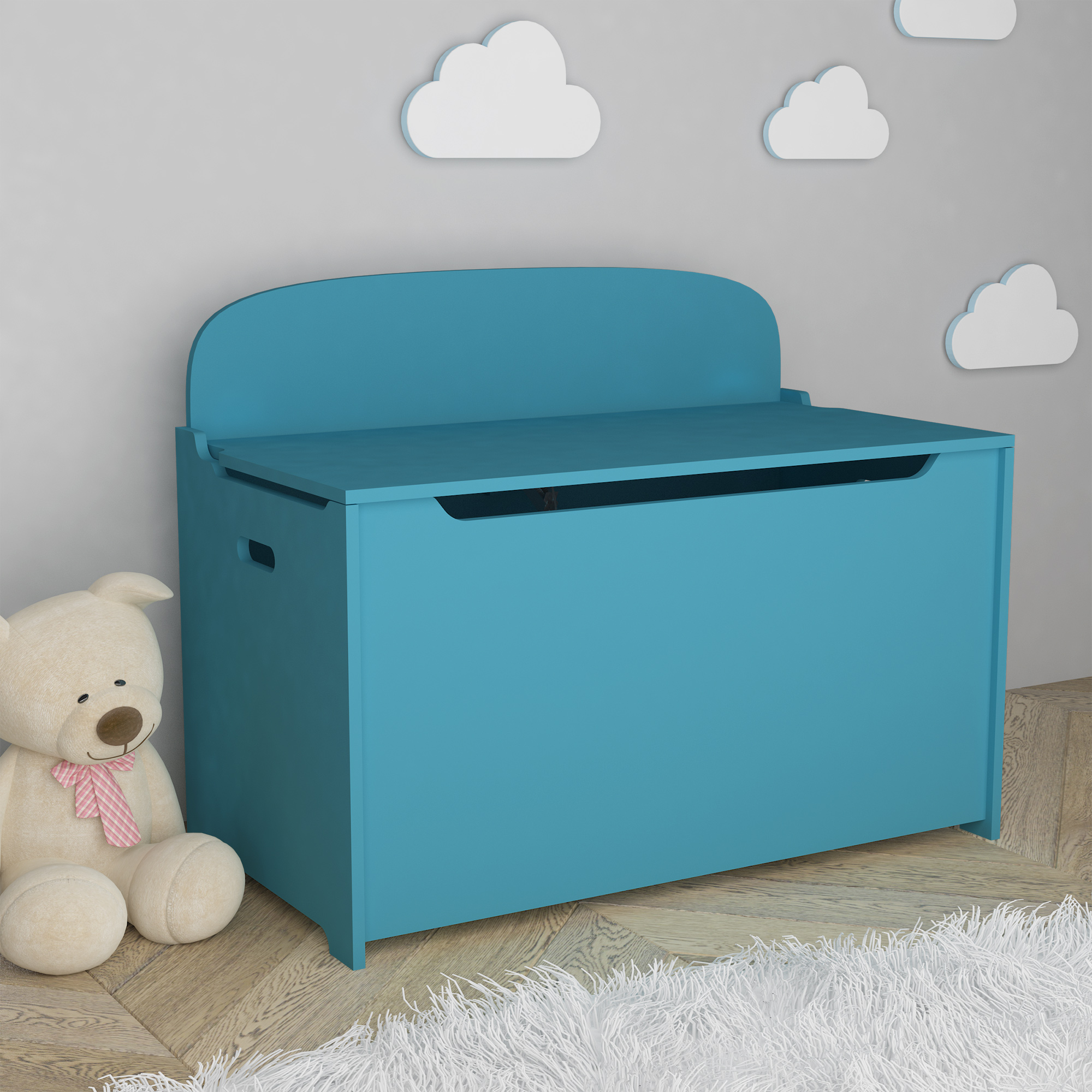 Toy Storage Organizer, iRerts Wood Kids Storage Bench with Hinges and Seating Bench, Girls Boys Toy Storage Box for Building Blocks, Books, Kids Storage Bench for Entryway, Bedroom, Playroom, Coffee