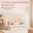 thumbnail image 2 of Miniyam Twin Size House Floor Bed for Kids, Wood Low Profile Bed Frame with Guardrails, White, 2 of 7