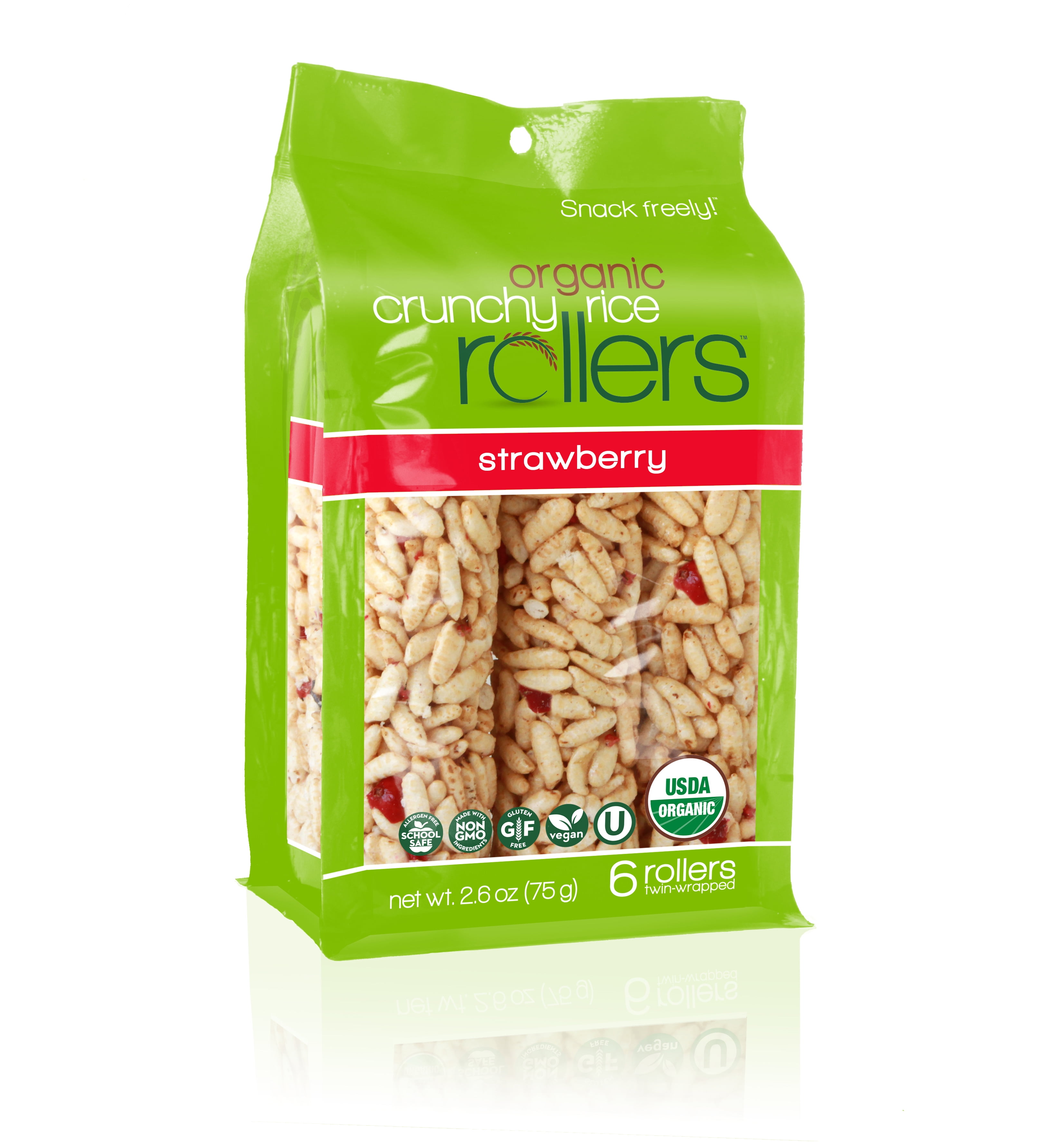 Crunchy Rice Rollers, Strawberry, 6 Ct