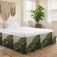 thumbnail image 5 of Olive Green Ombre Bed Skirt California King Size 16 Inch Drop, Beige Green Fabric Texture Gypsum Style Abstract Adjustable Elastic Dust Ruffles Bedskirt Wrap Around Pleated Mattress Frame Cover, 5 of 9