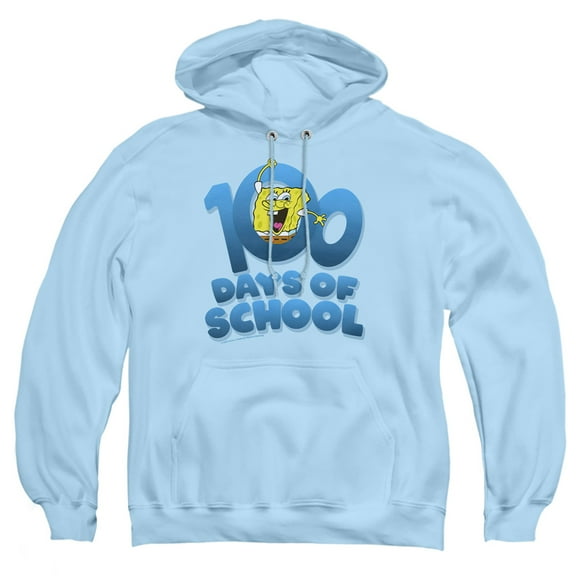 SpongeBob 100 Days of School Adult Pull-Over Hoodie, Light Blue, X-Large