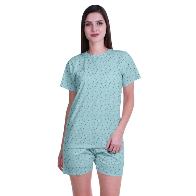 Moomaya T-Shirts à Manches Courtes pour Femmes en Coton Doux à Col Rond Ensemble de Nuit