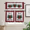 thumbnail image 2 of Red Christmas Kitchen Curtains and Valances Set, Buffalo Grid Xmas Tree Snowflake Plaid Texture Rod Pocket Window Valance Window Curtain Panels for Living Room Bedroom Laundry, 27.5x36in, 3 Pieces, 2 of 7