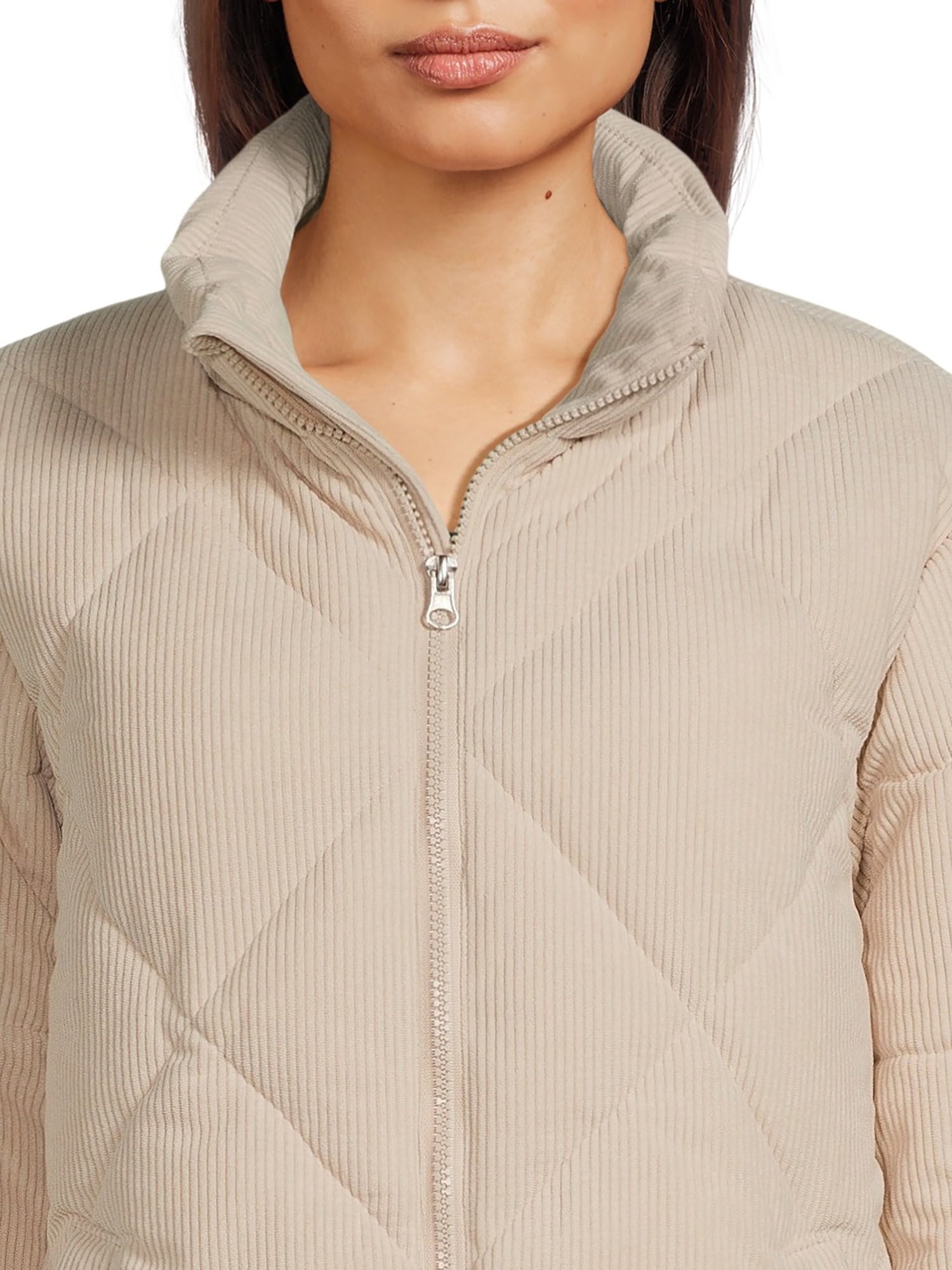 Time and Tru Women's Short Corduroy Puffer Jacket, Sizes XS-3X