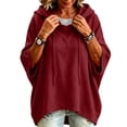 thumbnail image 5 of Ladies' Casual Hooded Drawstring 3/4 Split Sleeve Sweatshirt Tops Oversized Pullover Tops, Basic Daily Wear Shirts Red M, 5 of 7