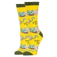 thumbnail image 1 of Oooh Yeah Women's Colorful Crew Socks, Funny Cute Cat Socks, Purrito, 1 of 3