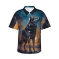 thumbnail image 1 of Balery Moonlit Night Sky Wolf Camisas hawaianas de manga corta para hombre, camisas playeras de corte holgado, camisas de vacaciones con botones,3X-Large, 1 of 7
