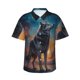 thumbnail image 1 of Balery Moonlit Night Sky Wolf Camisas hawaianas de manga corta para hombre, camisas playeras de corte holgado, camisas de vacaciones con botones,Medium, 1 of 7