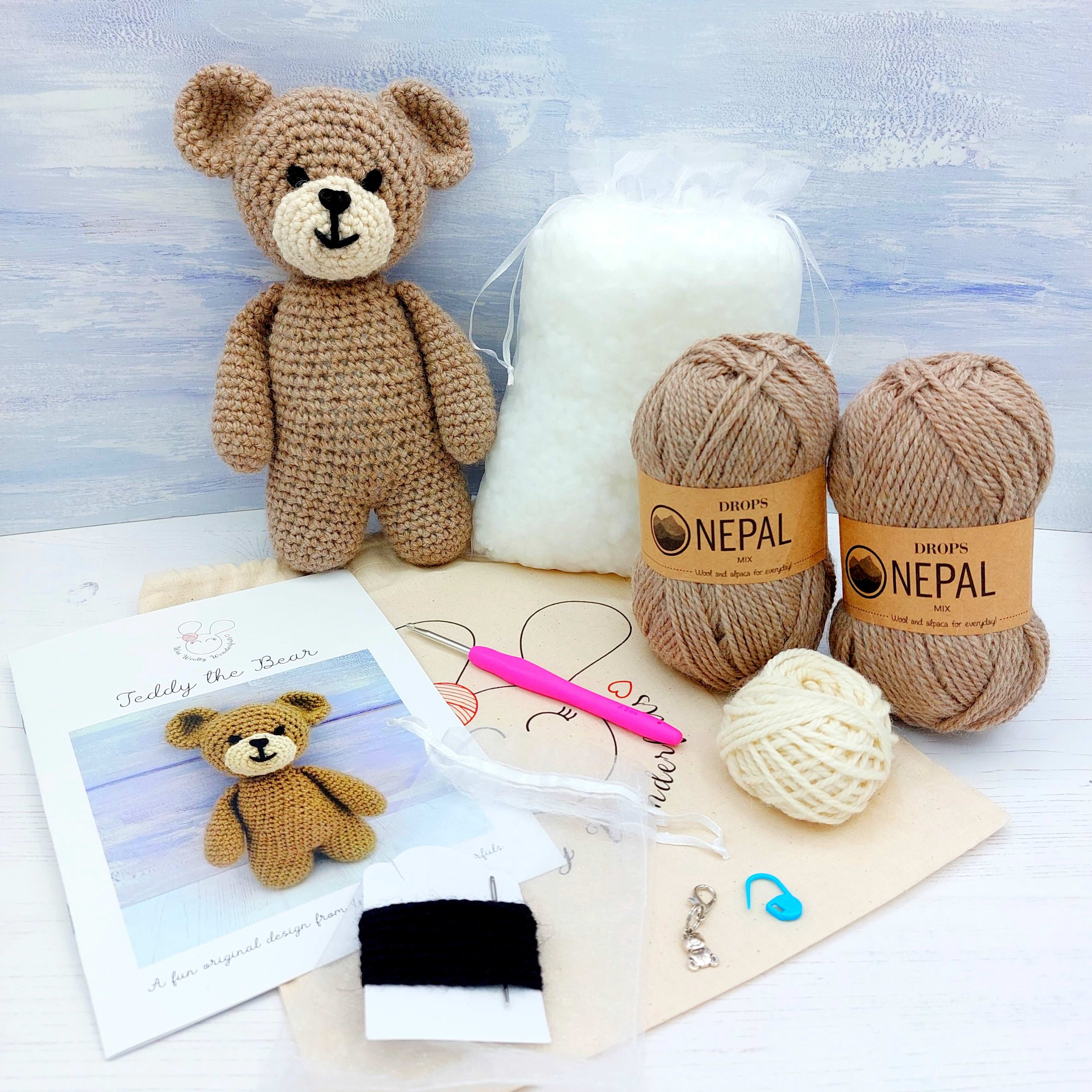 Crochet Kit - Teddy the Bear Complete Beginner Crochet Kit with video tutorials