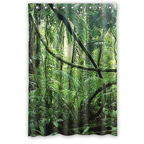 HelloDecor Tropical Jungle Shower Curtain Polyester Fabric Bathroom