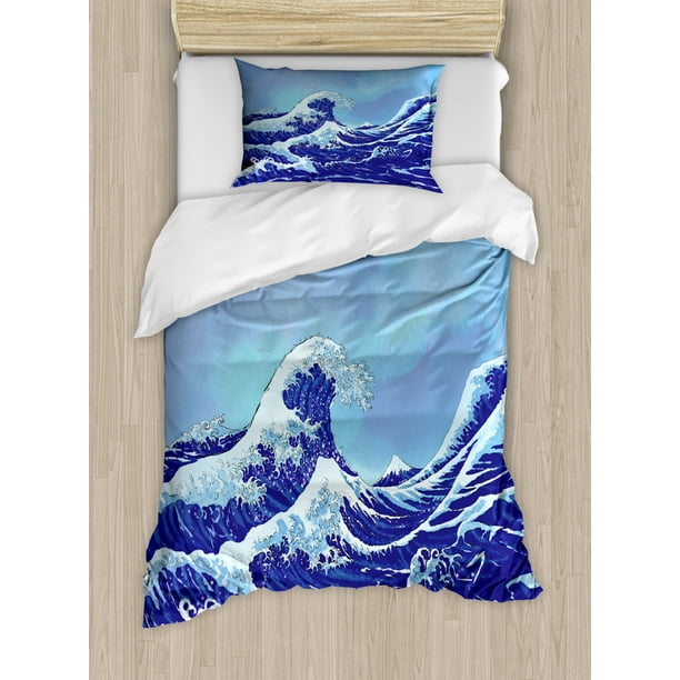 Kanagawa Duvet Cover Set Big Tsunami In The Ocean Blue Sky Japanese Nature Great Sea Waves Art Decorative Bedding With Pillow Shams Pale Royal By Ambesonne Com - Ocean Blue Queen Bedding Kanagawa Duvet Cover Set Big Tsunami In The Ocean Blue Sky Japanese Nature Great Sea Waves Art Decorative Bedding With Pillow Shams Pale Royal By Ambesonne Com - Ocean Blue Queen Bedding