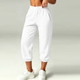 thumbnail image 5 of QIYAGBSA Women Capri Sweatpants Elastic Waist Cuffed Hem Side Pockets Casual Wear (White, L), 5 of 8
