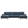 thumbnail image 5 of 114" U-Shaped Modular Sofa,Chenille Fabric Sectional Sofa with Double Chaise Lounge & Gold-Plated Feet,4-Seat Sofa Couch for Living Room Apartment Office,Grey-Blue Color, 5 of 8