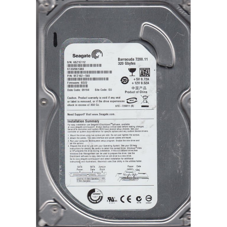 ST3320613AS, 6SZ, SU, PN 9FZ162-568, FW SD22, Seagate 320GB