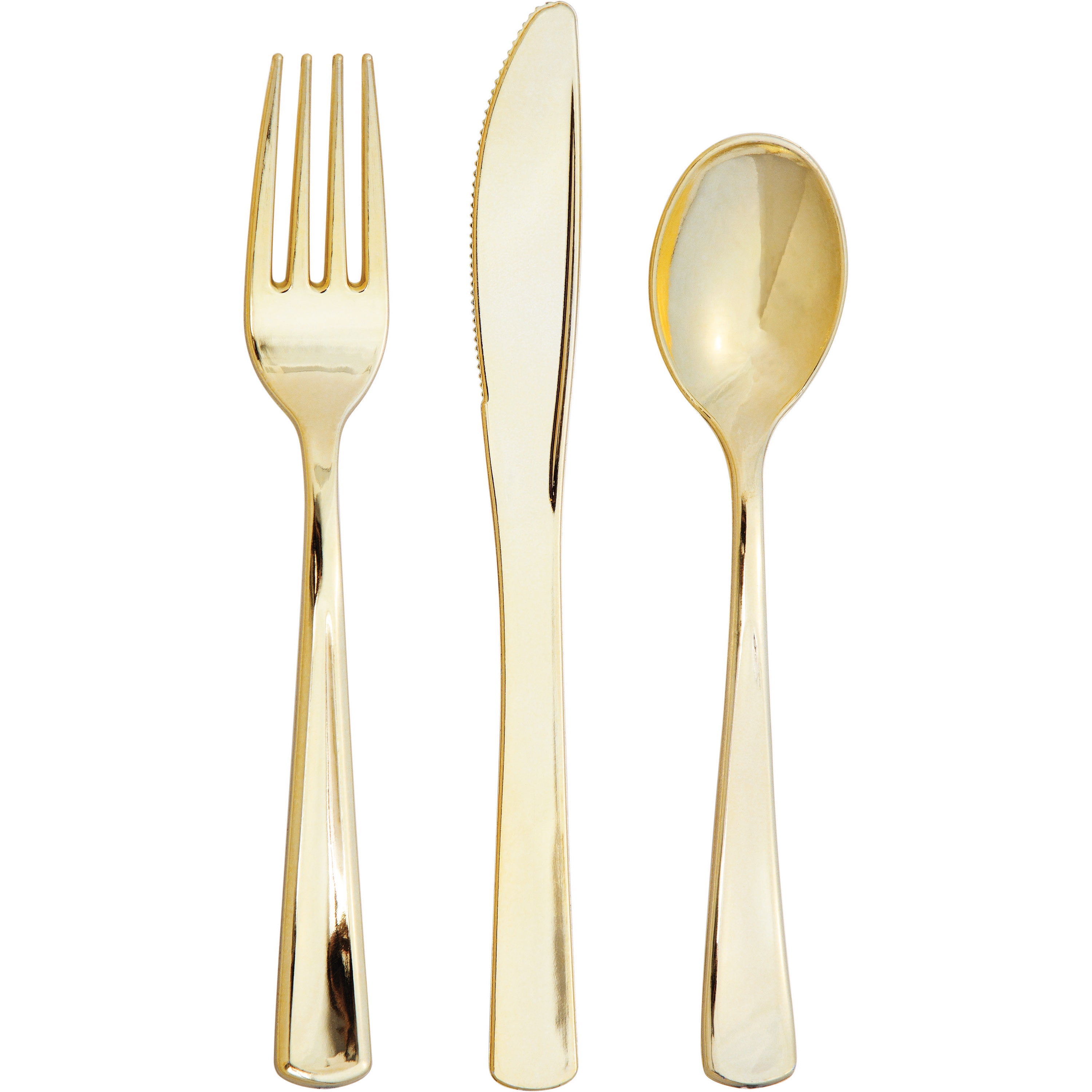 Metallic Gold Assorted Plastic Cutlery,Pack of 24