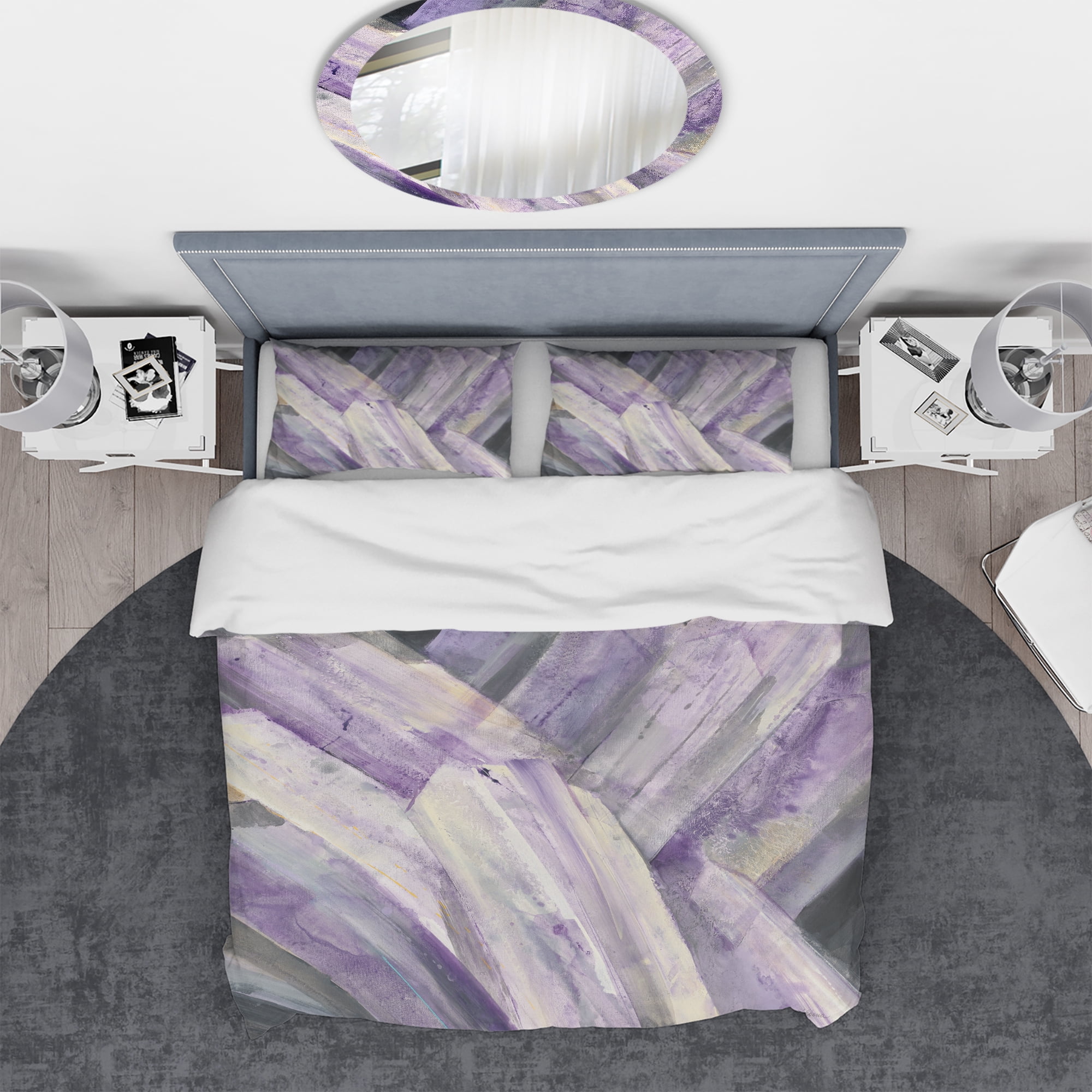 Designart 'Geometric Purple Glacier' Geometric Duvet Cover Set