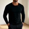 thumbnail image 6 of Hvogkswy Compression Shirt Men, Crew Neck Dry Workout Base Layer Undershirt Thin Stretchy Slim Comfy Long Sleeve Tops, 6 of 8