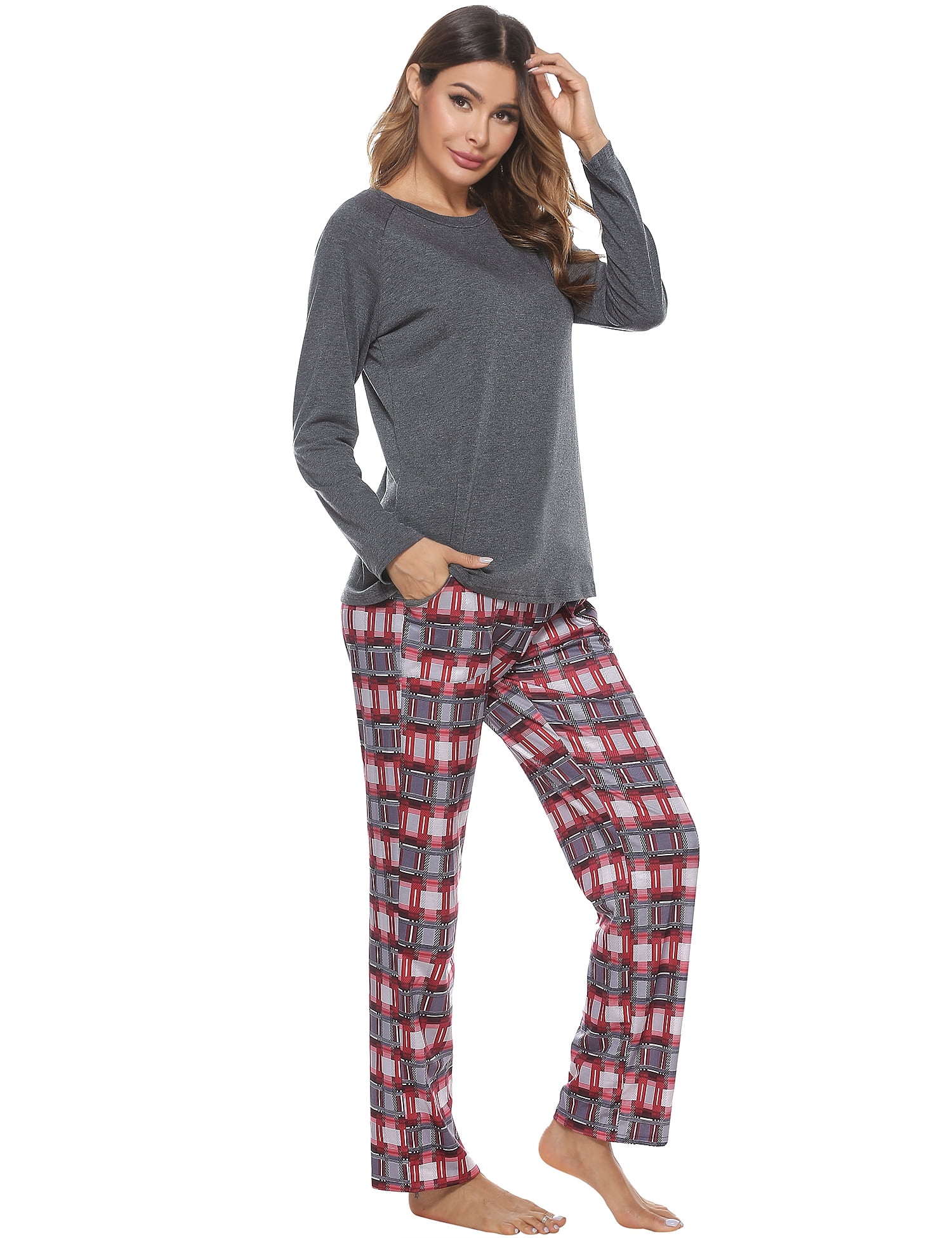 Ladies Pyjamas Set Printing Long Sleeve Loungewear Top and Pants Pjs Set Soft Nightwear Sleepwear Aibrou Women Pajamas 
