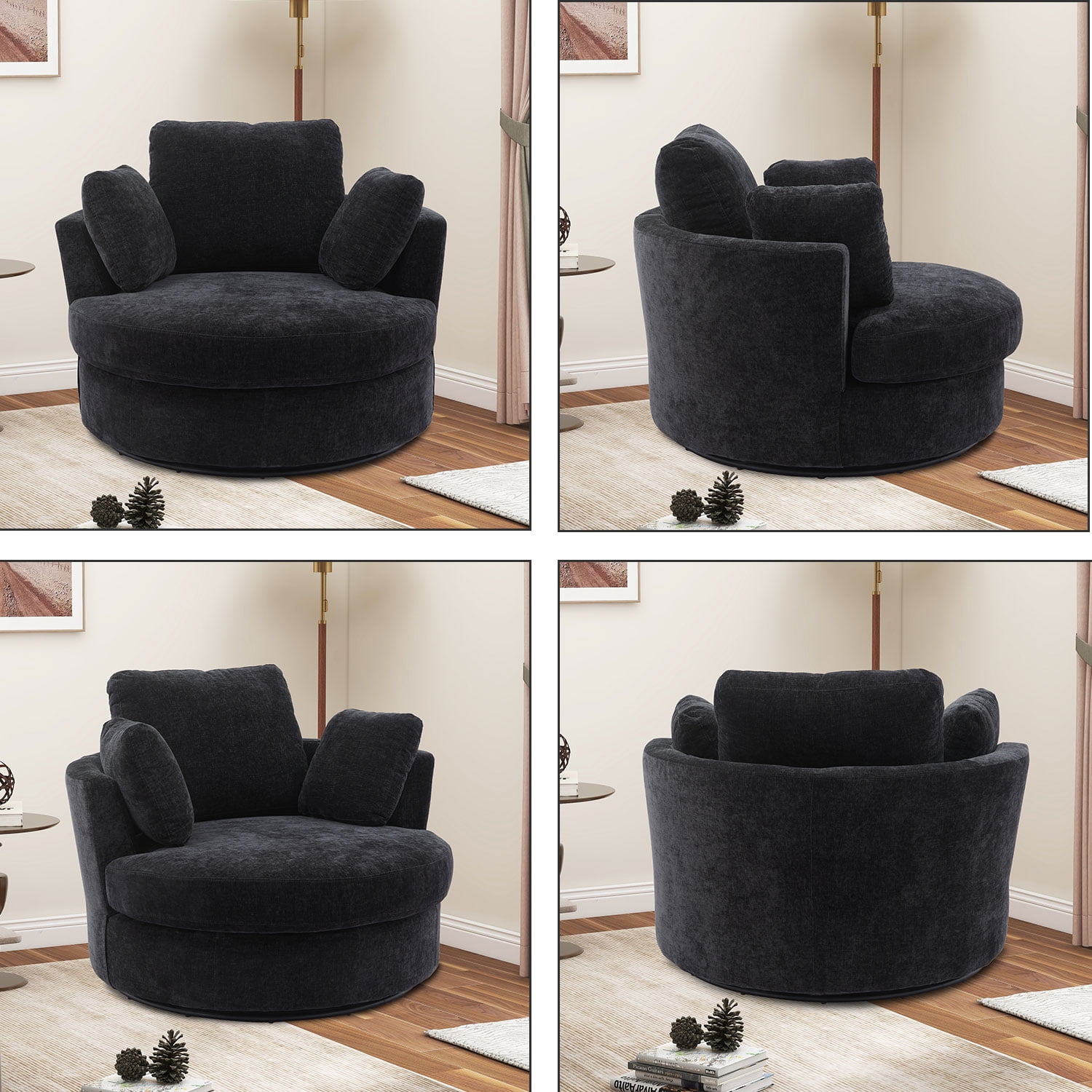 Black velvet cuddle chair sale