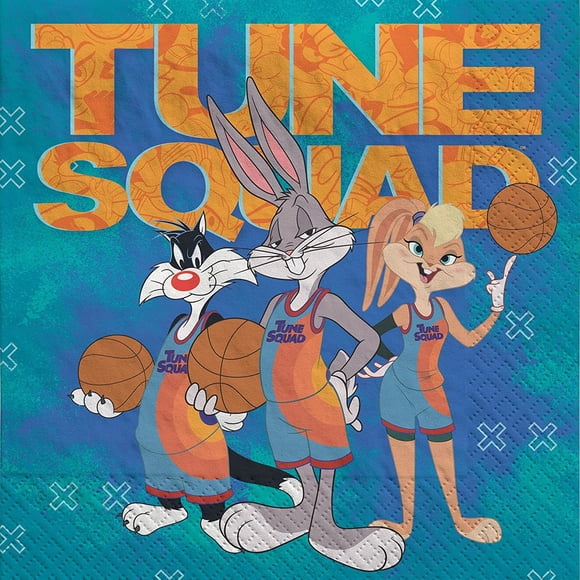 Serviettes de Boisson Space Jam Tune Squad Party 5 Pouces x 5 Pouces 2 Plis Lot de 16