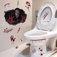 thumbnail image 4 of Etiqueta de la pared autoadhesiva extraíble anti-decoloración impermeable pelar y pegar Festival Prop fuerte adherencia Horror Halloween Zombie sangre huella de mano Windo, 4 of 5