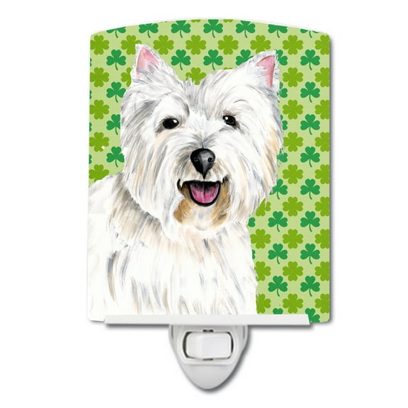 Caroline's Treasures SC9290CNL Westie St. Patrick's Day Shamrock Portrait Ceramic Night Light, 6x4x3", multicolor