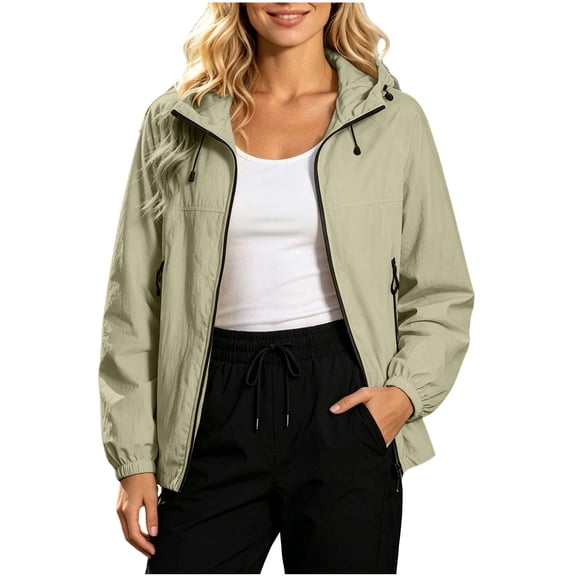 Nowekniz Women's Lightweight Waterproof Raincoat, Packable Hooded Rain Jacket Windbreaker with Pockets, Casual Outerwear for Travel Outdoor Activities