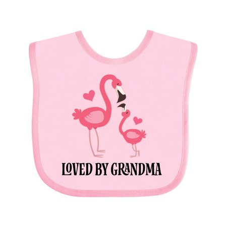 

Inktastic Grandma Loves Me Flamingo Grandchild Gift Baby Girl Bib