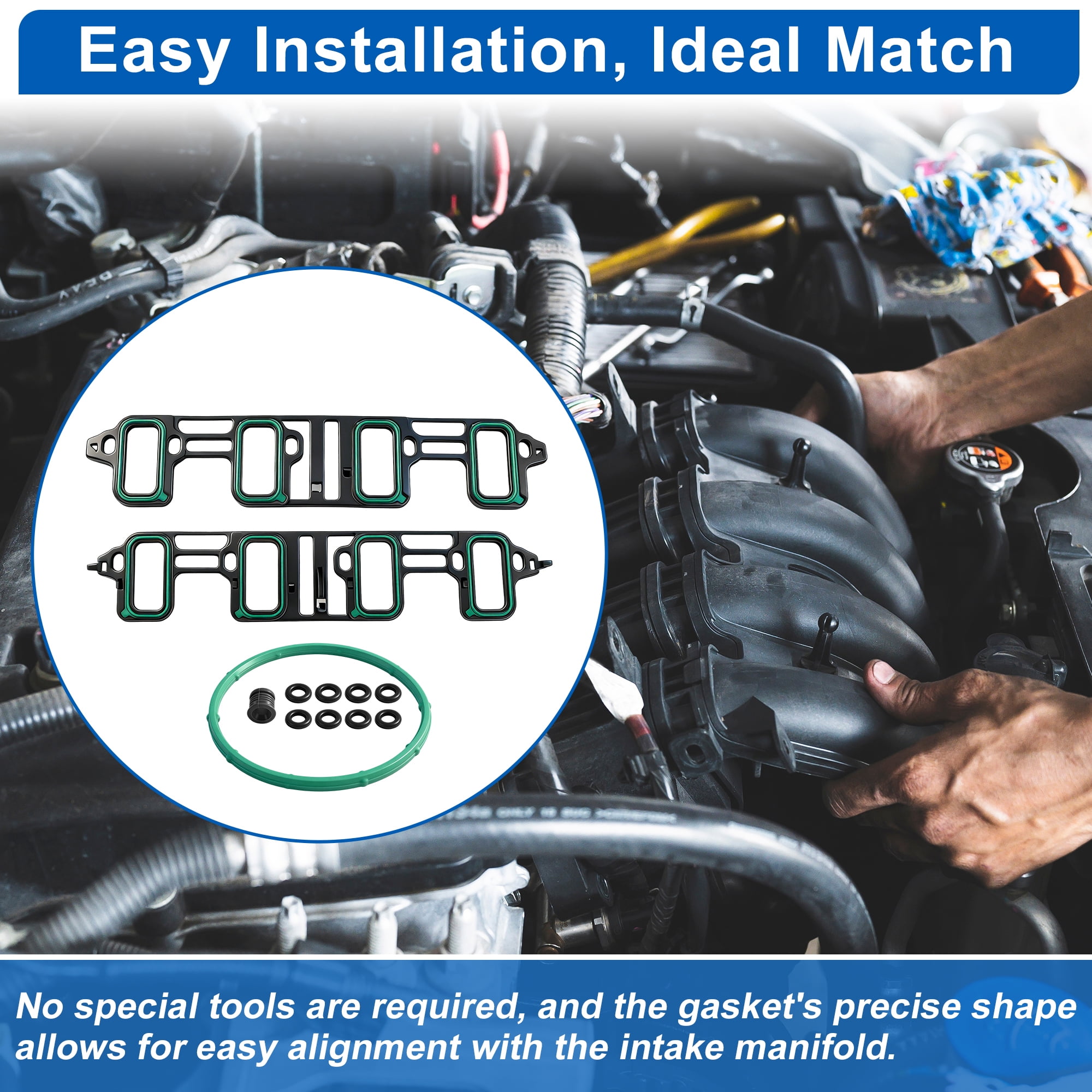 MS97126/MS25702VR/MS19598 Upper Intake Manifold Plenum Gasket for Chevy Silverado for GMC Sierra 1500 2500 3500 HD 6.0L 2007-2013 for Cadillac Escalade 6.2L 2007-2014