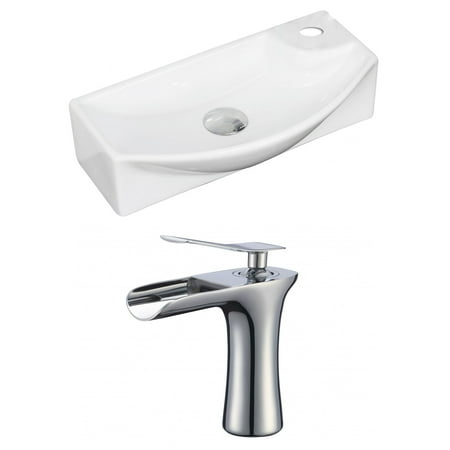 Rectangle Single Hole - American Imaginations 18-in. W x 9-in. D Rectangle Vessel Set In White Color With Single Hole CUPC Faucet