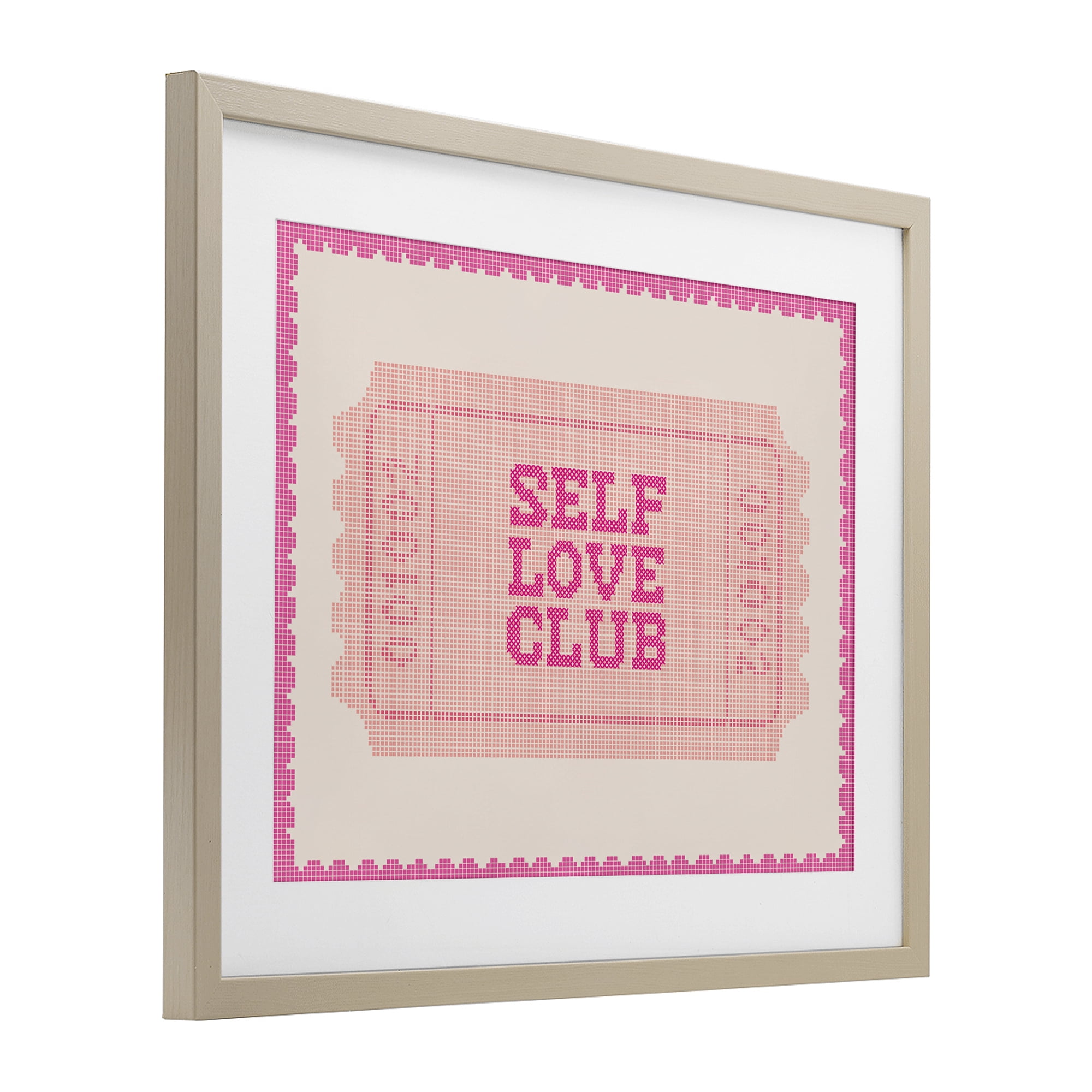 Stupell Industries Self Love Club Retro Ticket Birch Framed Print Under Glass, design by Lil' Rue