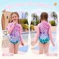 thumbnail image 6 of Marendyee Girls Ariel Mermaid Long Sleeve Swimsuit One Piece Bathing Suit Zipper with UPF 50+ Rashguard Swimwear Printed One Piece Beach 3-4 Years 110 CM, 6 of 16