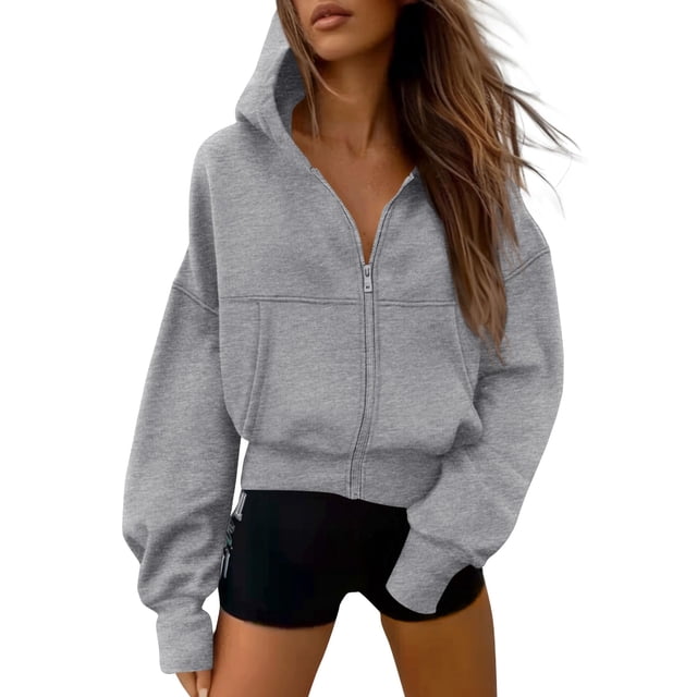 Sudadera con Cierre PRETTYGARDEN para Mujer Gris XL