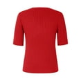 thumbnail image 4 of Nisorays Womens V Neck Sweater Short Sleeve Knit Casual Loose Fit Pullover Casual Blouses Red 3XL, 4 of 4