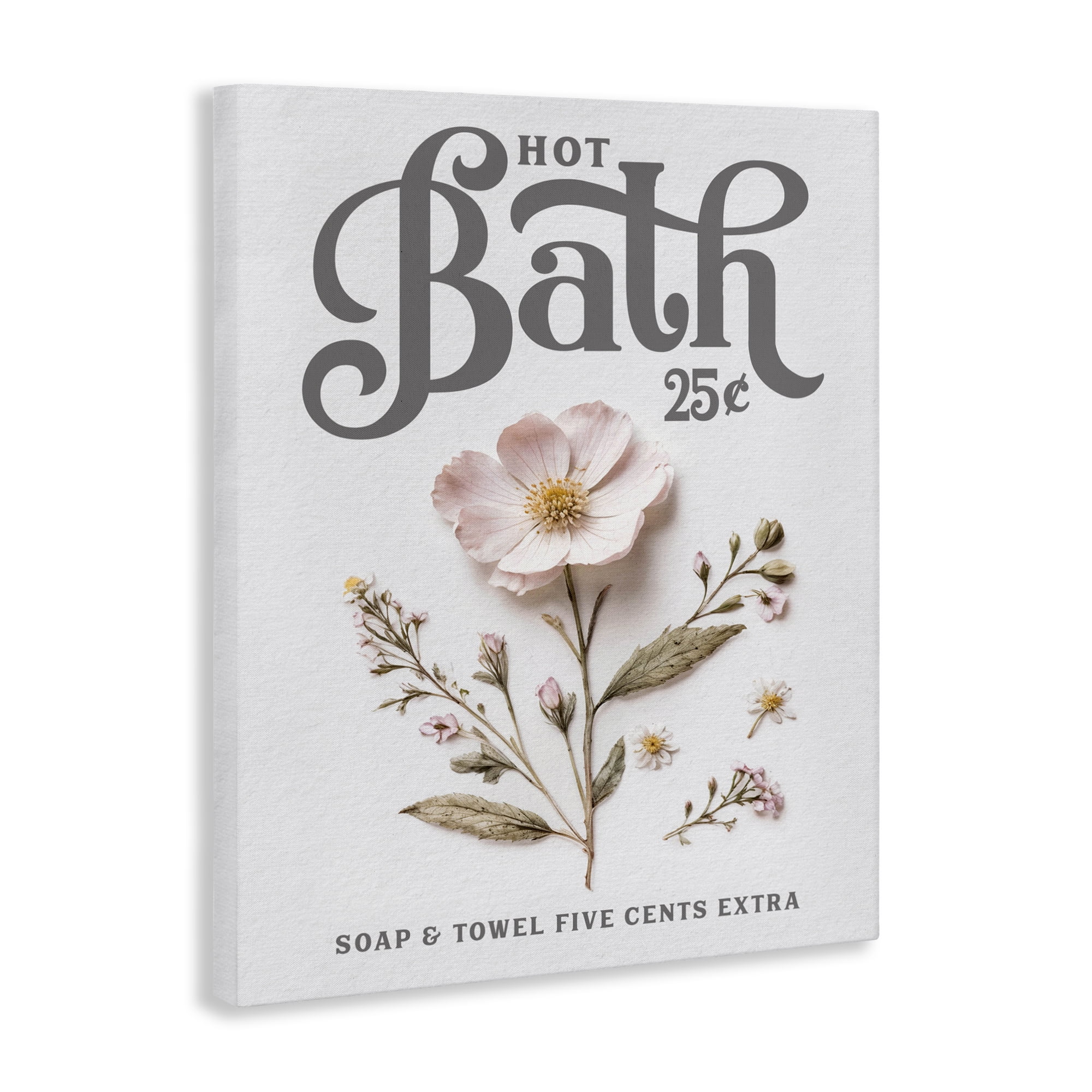 Pressed Flower Vintage Bath Canvas Wall Art, design by Lettered and Lined
