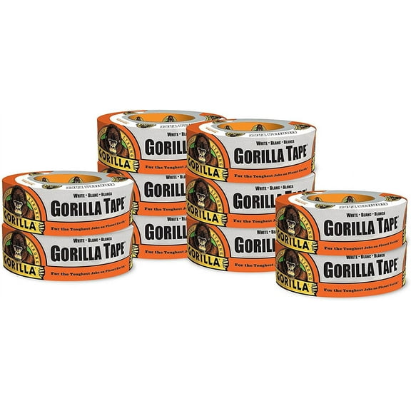 Gorilla White Duct Tape - Strong Adhesive - 10 Pack, 1.88" x 30 yd, White