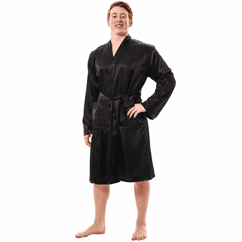 Up2date Fashion Men’s Satin Robe with 2 Front Pockets, Lightweight Silky Lounge Bathrobe Sleepwear, Style-Gwn51