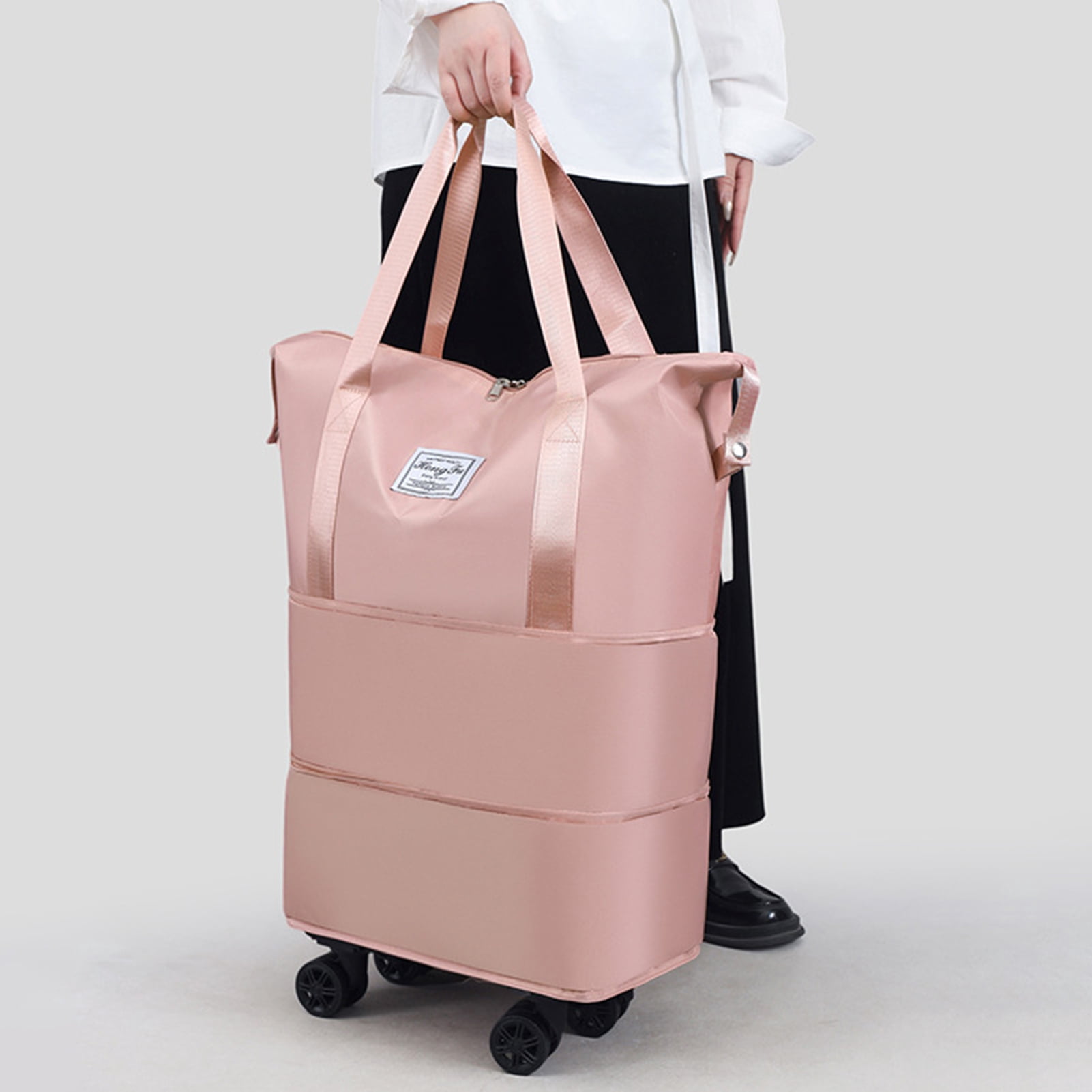 KGJQ Travel Duffel Bag for Women, Rolling Duffle Bag, Expandable Foldable Carry On, Large Weekend Bag with Spinner Wheels, 36-55L